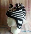 Black and white zebra crocheted hat