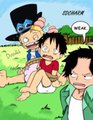 Luffy and Sabo vs. Ace: Losers-Wear-Diapers Brawl