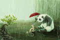 A Panda, Umbrella and Dragon