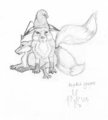 Fox Kits (feral) in Gnome Hats - Sketch by AmbiguousAnarchist