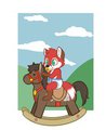 Foxy play whit his new rocking horse