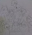 Undertale group pic (with WIP shots and sketch dump)