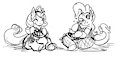 Rarity and Pinkie Pie as Chubby French Maids, Eating Cake