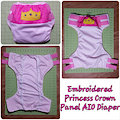 Embroidered Princess Crown Panel AIO Diaper