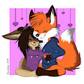 Bun and Fox with hoodies