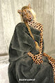Cheetah in grey fur toga