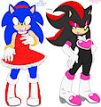 Sonic And Shadow - Nice Crossdressing Hedgehogs by Habbodude