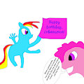 Rainbow Dash and Pinkie Pie Celebrate CvRenamon's Birthday