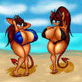 =Commission by DarkHedgie= Beach time with the twins.