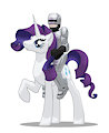 Robocop riding Rarity