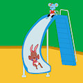 Katie & Amy going down the slide -By l1llily by DanielMania123
