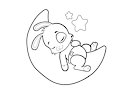Baby bunny in the sky back up line art 