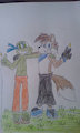 Dustin the wolf and Mars the shelless turtle by RaphandFoxy23