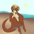 Otter on the beach by pi9o