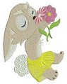 bunny sniffing flowers stitched by karlbane