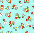Pineapple conure seamless texture with apples and bells