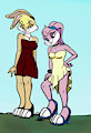 Giantess Babs and Lola on the town. by cpgrad08