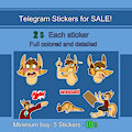 Telegram stickers commission reminder! by Lightfurdragon