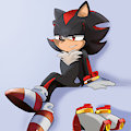 Shadow wearing Sonic's Shoes