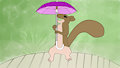 squirrel with an umbrella