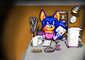 Sonic filling in for Rouge's Paperwork by ClassicSatAmSonic