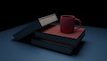 A cup of coffee and some books