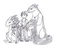 pokemon team of four with trainer