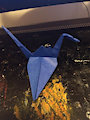 dark blue crane origami