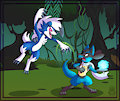 Shiny Midnight Lycanroc vs Lucario!