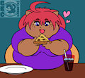 Cheko eats the pizza
