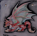 Draco the Dragon-dog painted on tile