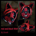 Black and Red Wolf fursuit head