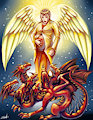 Biblical story - seven headed red dragon