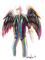 X with iridescent wings
