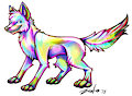 rainbow wolf commission