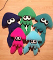Splatoon plushies - Squid pile! by PocketChance
