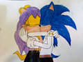 Sonic and Mina kiss.