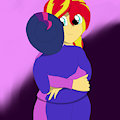 Sunset Shimmer and Twilight Sparkle hug