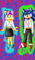 Mina and Sonic in fashionable clothing