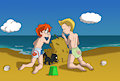 Sebastian and Jamie sandcastle - by Tato