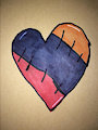 red,blue,yellow stitched up heart