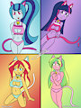 Commission: Equestria Girls Cats
