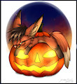 Adorkable pumpkin fox by kitsunelegend