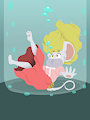An adorable lady underwater in the bottle