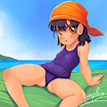 Pan at the beach in her swimsuit by Nymphaearia