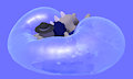 dinosaur flopping on a bubble
