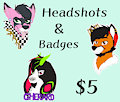 Badge/Headshot Commissions! [OPEN] by AliyahPup