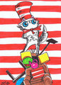 funny cat in the hat aceo