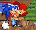 Sally's secret Santa Sonic kiss by ClassicSatAmSonic