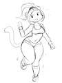 Cat girl doing an exercise